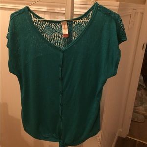 Light Green short sleeve button up blouse.